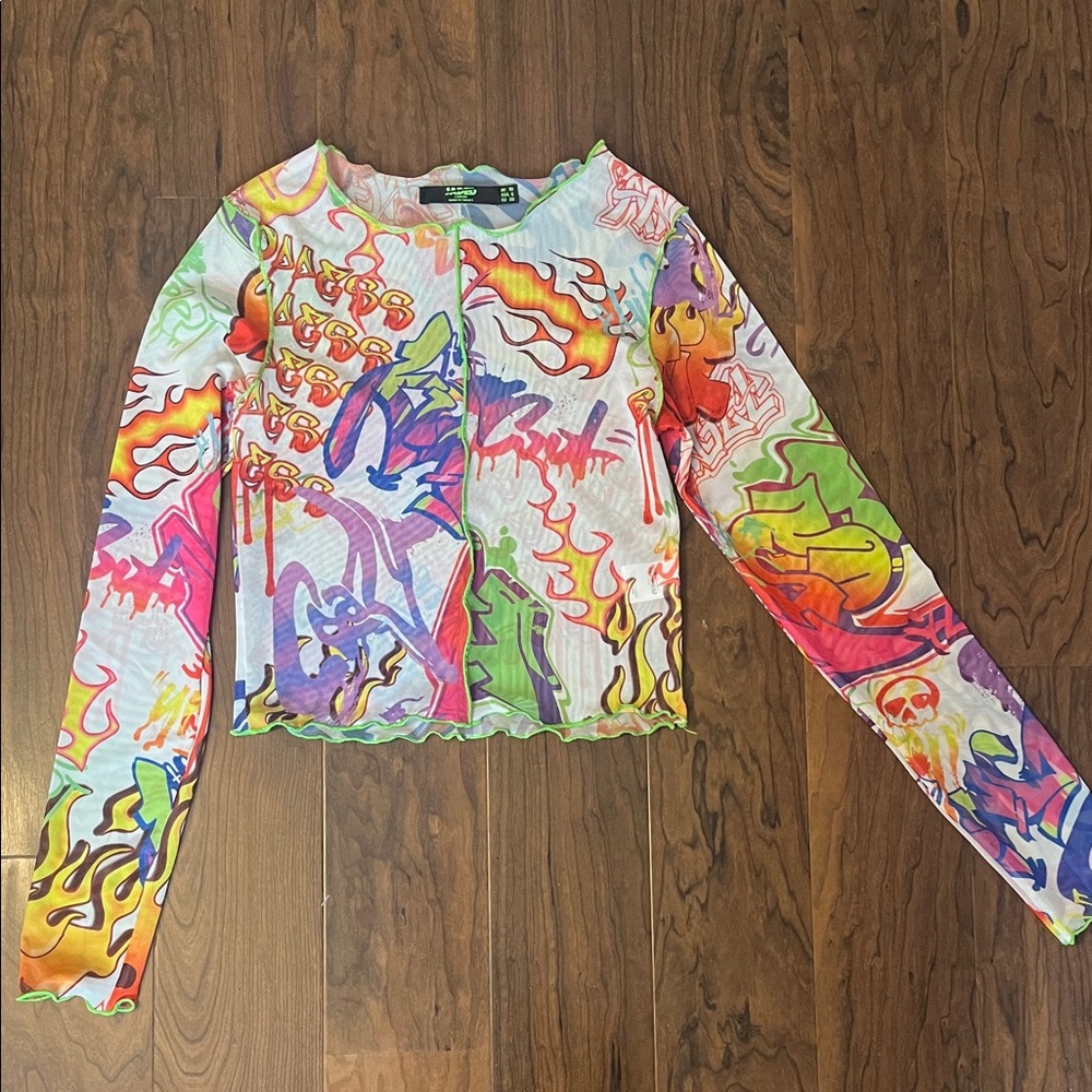 Jaded London Grafetti Mesh Top